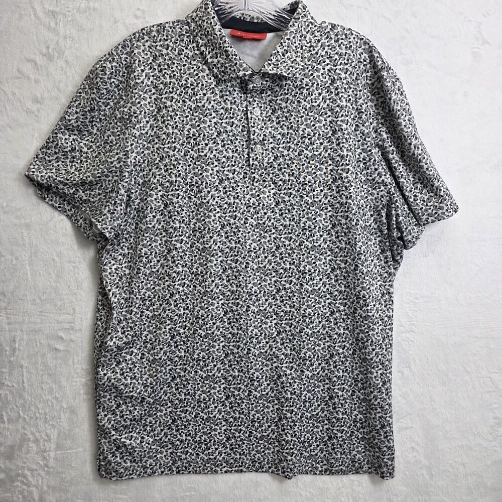 Redvanly Men's Polo Shirt Black White Camo Performance Golf Size L